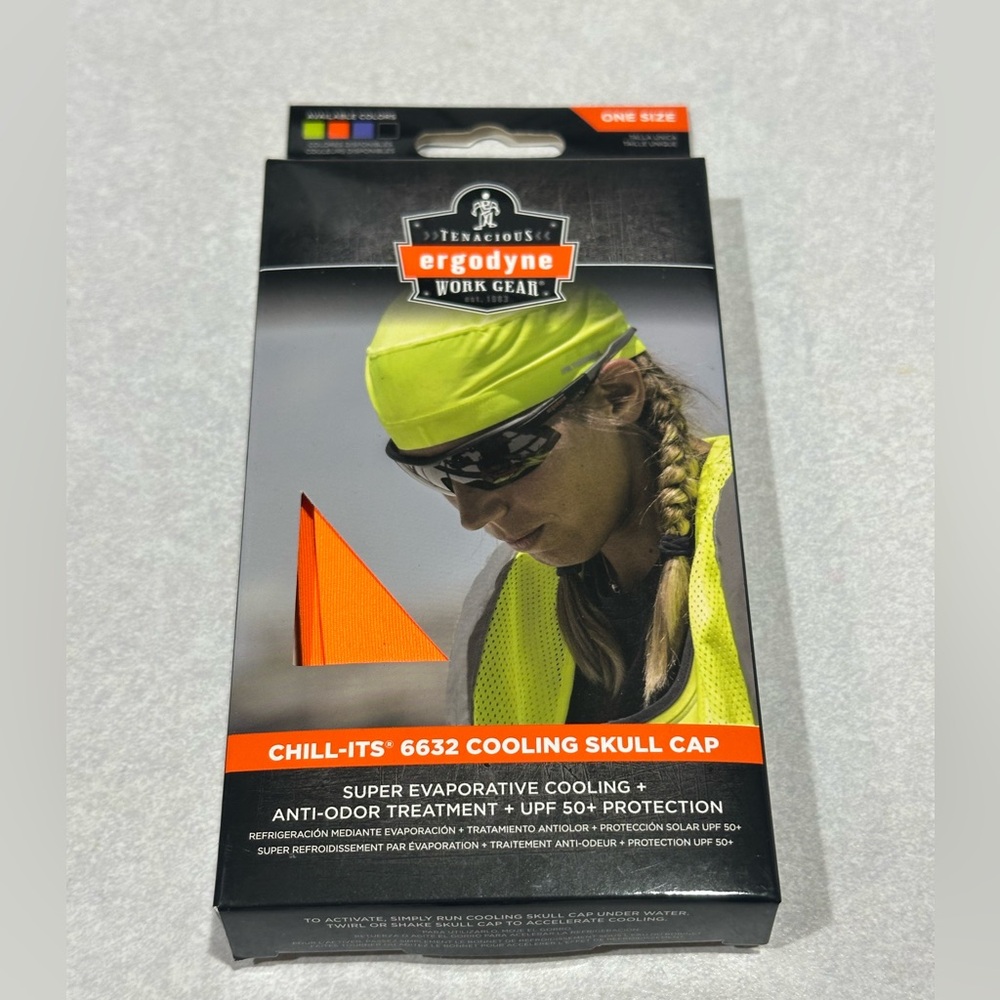 Cooling Cap Work Gear Knit Polyester/Spandex, One Size Fits Most-Orange